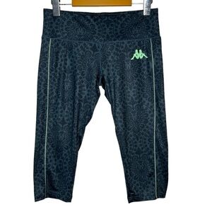 KAPPA Crop Paisley Print Leggings Logo Hip Detail Side Stripe